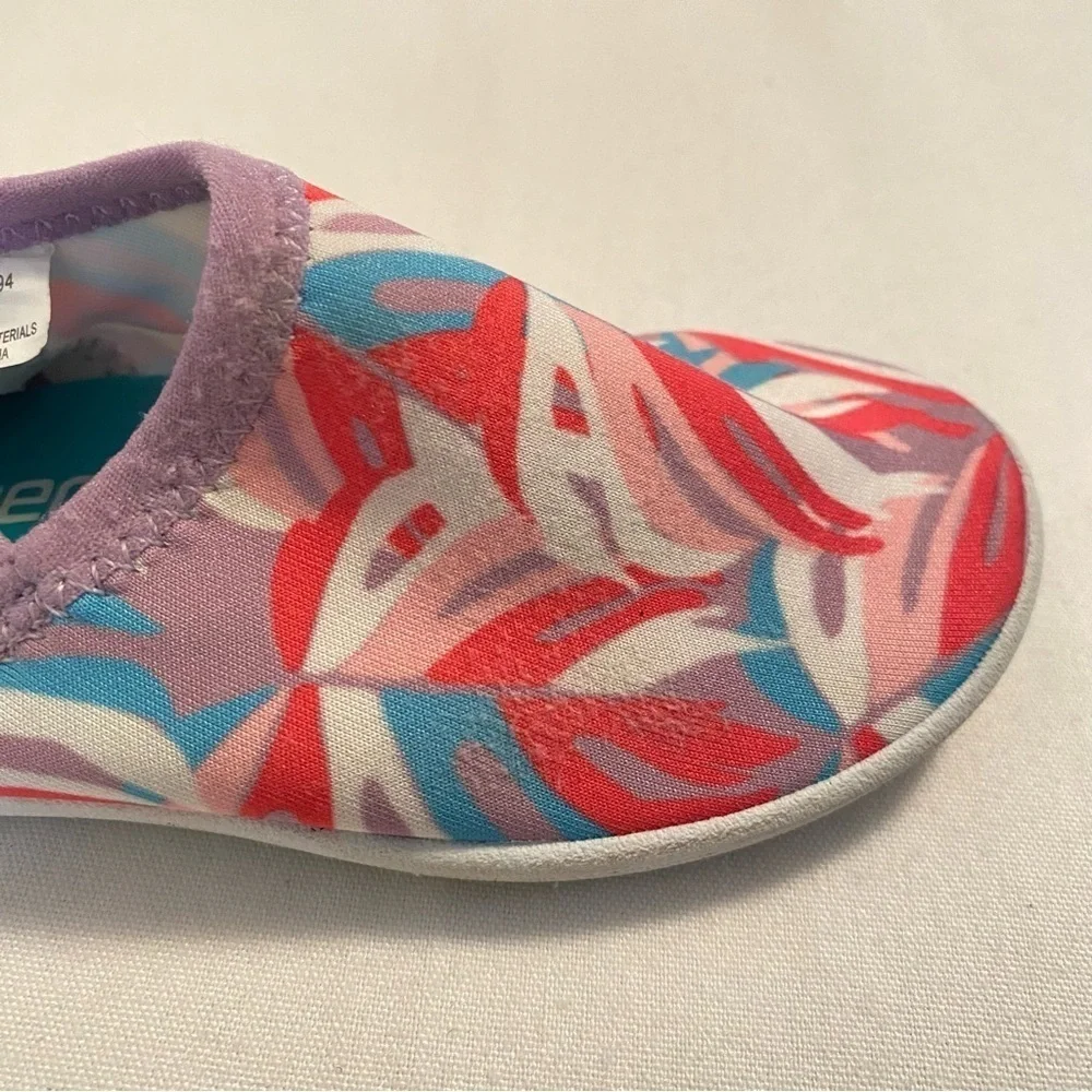Speedo Baby Girl Splash And Sun Bootie Violet Burst Palms Water Shoe Small 5/6